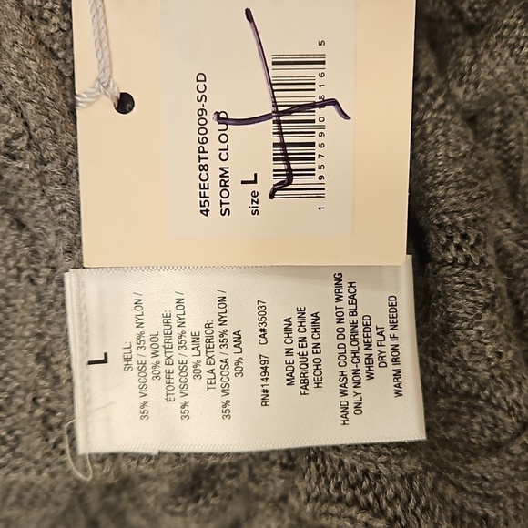 💕FAVORITE DAUGHTER💕 Masha Cable Knit Turtleneck Sweater Storm Cloud Grey L NWT - Picture 16 of 16